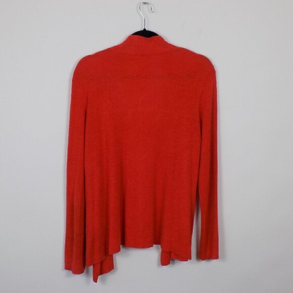 Eileen Fisher 100% Linen Open Front Cardigan Sweater Size L Large Coral - Picture 2 of 5